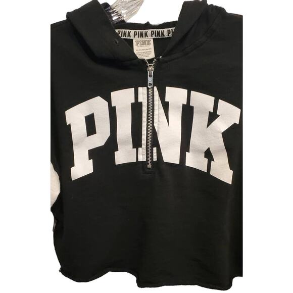 Pink Victoria Secret  Cropped Hoodie Raw Hem Side XS - Picture 2 of 5